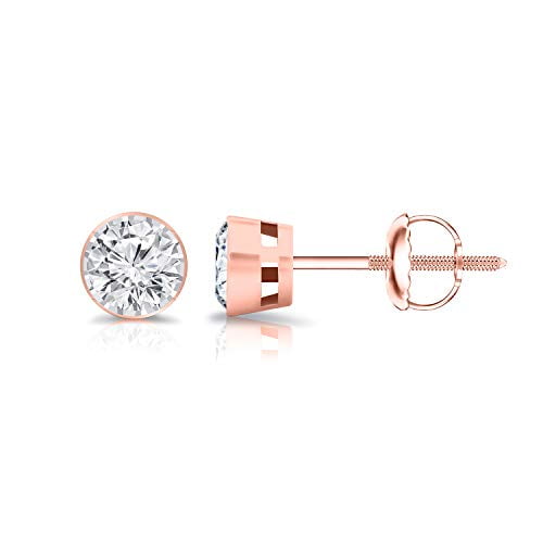 0.15Ct Round Cut Diamond Solitaire Stud Earrings 14k Gold Bezel H SI2 Screwback 0.15Ct Round Cut Diamond Solitaire Stud Earrings 14k Gold Bezel H SI2 Screwback